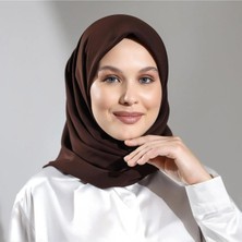 Berel Moda Mısır Ipeği Tesettür Şal Acı Kahve Kare Eşarp Dökümlü Ütü Gerektirmeyen 120X120