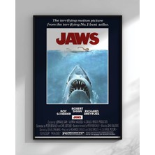 Jaws Denizin Dişleri Klasik Film Afişi Çerçeveli Tablo Film Poster Sinema Salon Duvar Dekoru Hediye