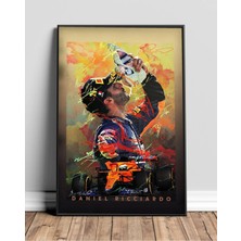 Daniel Ricciardo Mclaren Sanatsal Çerçeveli Tablo Poster Formula 1 Duvar Dekoru Hediye