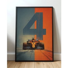 Mclaren 4 Turuncu Retro Çerçeveli Tablo Poster Formula 1 Duvar Dekoru Hediye