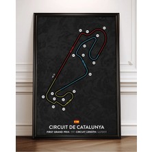 Ispanya Katalonya Pist Haritası Çerçeveli Tablo Formula 1 Pist Poster Duvar Dekoru Hediye