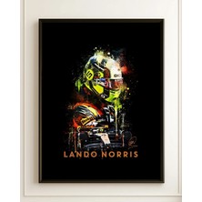 Lando Norris Mclaren Neon Sanatsal Çerçeveli Tablo Poster Formula 1 Duvar Dekoru Hediye
