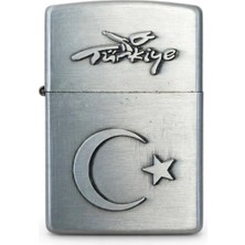 Türkiye Yazılı Ay Yıldız Kabartmalı Metal Gazlı Çakmak - Zippo Tarz