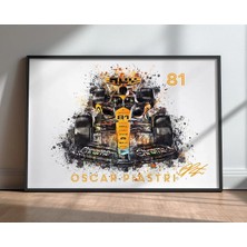 Oscar Piastri Mclaren Sanatsal Yatay Çerçeveli Tablo Poster Formula 1 Duvar Dekoru Hediye