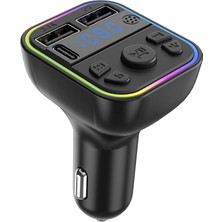 Laptify Rgb Araç Çakmaklık Şarj Cihazı, Tf Kart Desteği, Usb-C Hızlı Şarj, Bluetooth Ses Aktarımı,   LED Ekranlı Transmitter