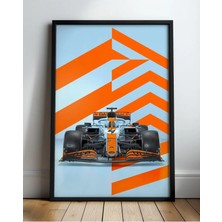 Mclaren Turuncu Retro Araç Çerçeveli Tablo Poster Formula 1 Duvar Dekoru Hediye