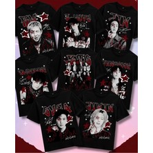 Bts K-Pop Team, Group Baskılı Siyah Regular T-Shirt – Jin Rm V Jungkook Suga J-Hope Jimin
