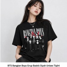 Bts Bangtan Boys K-Pop Grup Baskılı Oversize Siyah Tişört Unisex Merch – Rm Jin Suga J-Hope Jimin V Jungkook Army