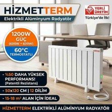 HİZMETTERM Elektrikli Radyatör Aluminyum 1200W Çift Rezistanslı 60C Termostatlı Hizmetterm Ayaklı 120 cm