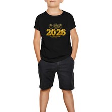 Z zepplin Happy New Year 2026 Magic Siyah Çocuk Tişört
