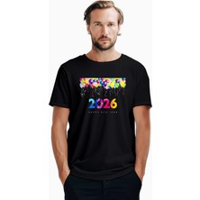 Z zepplin Happy New Year Balonlar Siyah Tişört