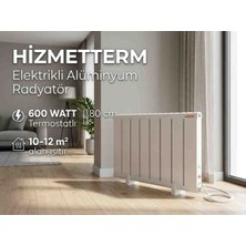 HİZMETTERM Elektrikli Radyatör Aluminyum 600WATT 60C Termostatlı Sulu Sistem Hizmetterm 50X80 cm Ayaklı