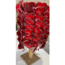Hasel Şekerleme I Love You Baskılı Kalpli Sosyete Şekeri 10 Adet Lolipop 14 Şubat Sevgili Hediye