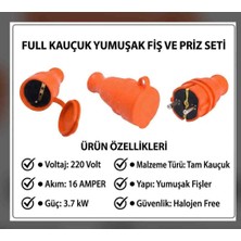 Srcelektronik Monofaze Erkek Dişi Fiş ( Tam Kauçuk + Halojen Free + Yumuşaktır) Araç Şarjı Uyumlu 16 Amper 3.7kw