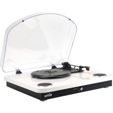 Umie Umıe Bemol Beyaz Piano Kaplama 10W Bt In, Bt Out, Rca, USB Özellikli Nostaljik Pikap