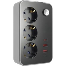 Odea 5 Metre Termal Akım Korumalı 3'lü Priz, 2 USB ve 1 Type-C Girişi