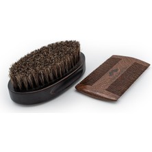 Pasha Shaving Doğal Siyah At Kılı Sakal Fırçası ve Sandal Ağacı Tarak Seti – Kısa ve Yumuşak Sakallar Için