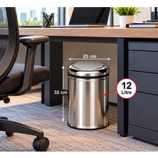 ACAR SU ARMATÜRLERİ Pratik Kapak Çöp Kovası 12 Lt Paslanmaz Acar 13272