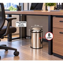 ACAR SU ARMATÜRLERİ Pratik Kapak Çöp Kovası 8 Lt Paslanmaz Acar 13271