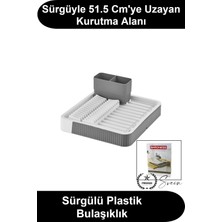 Svein #bulaşıklık Sürgülü Genişletilebilir Plastik Tezgah Üstü Bulaşık Kurutmalık Kaşıklıklı Mutfak Düzenleyici Organizer Teleskopik Tabak Bardak Rafı Gri Beyaz Evye Kenarı Bölmeli Pratik Model