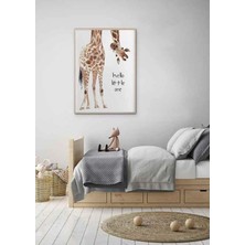Hello Little One Zürafa Ahşap Çerçeveli Mdf Tablo Poster Bebek Odası Duvar Dekoru Hediye
