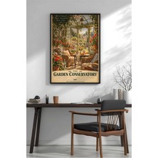 Retro Kır Evi Cam Kış Bahçesi Çerçeveli Mdf Tablo Poster Salon Duvar Dekoru Hediye