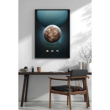 Güneş Sistemi Portresi Titania Çerçeveli Mdf Tablo Poster Salon Duvar Dekoru Hediye