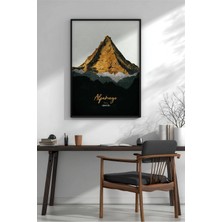 Alpamayo Minimalist Dağ Çerçeveli Mdf Tablo Poster Salon Duvar Dekoru Hediye