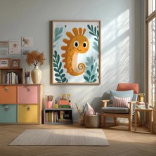 Sevimli Denizatı Çerçeveli Mdf Tablo Poster Çocuk Odası Duvar Dekoru Hediye
