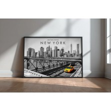 New York Manzarası No 7 Çerçeveli Mdf Tablo Poster Salon Duvar Dekoru Hediye