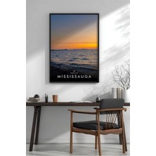 Mississauga Gün Batımı Silüeti Çerçeveli Mdf Tablo Poster Salon Duvar Dekoru Hediye