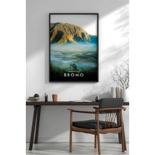 Bromo Yanardağı Endonezya Çerçeveli Mdf Tablo Poster Salon Duvar Dekoru Hediye