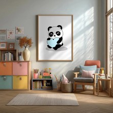 Panda Çocuk Posteri Çerçeveli Mdf Tablo Poster Çocuk Odası Duvar Dekoru Hediye
