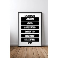 Everyone Is Welcome Here Ev Dekor Yazılı No 2 Çerçeveli Mdf Tablo Poster Salon Duvar Dekoru Hediye