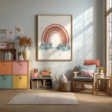 Sevimli Gökkuşağı Çerçeveli Mdf Tablo Poster Çocuk Odası Duvar Dekoru Hediye