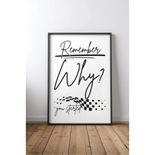 Remember Why You Started Ingilizce Motivasyon Sözü No 7 Çerçeveli Mdf Tablo Poster Ofis Hediye