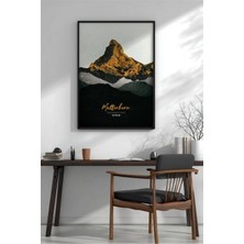 Matterhorn Minimalist Dağ Çerçeveli Mdf Tablo Poster Salon Duvar Dekoru Hediye
