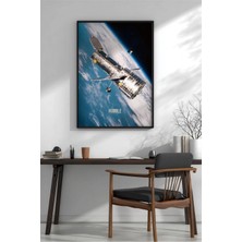 Hubble - Earth 1990 Uzay Sondası Çerçeveli Mdf Tablo Poster Salon Duvar Dekoru Hediye