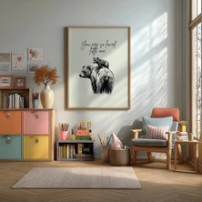 Anne Ayı ve Yavru Minimal Çerçeveli Mdf Tablo Poster Bebek Odası Duvar Dekoru Hediye