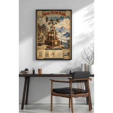 Steampunk Taşınabilir Hava Makinesi Afiş Çerçeveli Mdf Tablo Poster Salon Duvar Dekoru Hediye