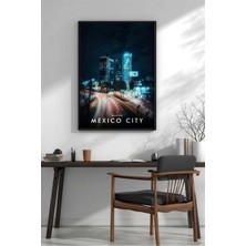Meksika Gece Silüeti Uzun Pozlama Çerçeveli Mdf Tablo Poster Salon Duvar Dekoru Hediye