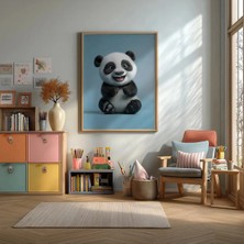 Panda Yavrusu Neşe Çerçeveli Mdf Tablo Poster Bebek Odası Duvar Dekoru Hediye