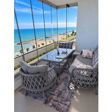 Sercan Garden  Alaçatı Model Alımınyum Iskelettir (Galvanız Değıldir) Bambu Rattan Bahçe Balkon Takımı