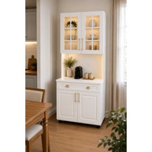 Balore LED Aydınlatmalı Cam Kapaklı Kahve Köşesi Dolabı %100 Mdf
