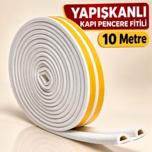 Metfix 10 Metre Yapışkanlı Kapı Pencere Fitili Beyaz Boşluk Kapatıcı Izolasyon Fitili Soğuk Geçirmez Yalıtm
