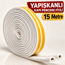 Metfix 15 Metre Yapışkanlı Kapı Pencere Fitili Beyaz Boşluk Kapatıcı Izolasyon Fitili Soğuk Geçirmez Yalıtm