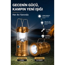 Makamp Şarjlı Nostaljik LED Gold Kamp Feneri USB Şarjlı, Çok Modlu, Taşınabilir, Kamp ve Dekoratif Aydınlatma