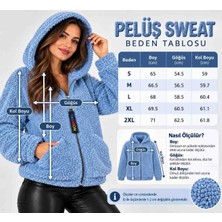 OK Blume Kadın Kapşonlu Peluş Fermuarlı Sweat - Oversize Yumuşak Polar Hoodie - Kışlık Sıcak Tutucu (S-2xl)