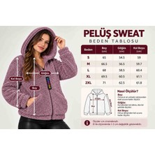 OK Blume Kadın Kapşonlu Peluş Fermuarlı Sweat - Oversize Yumuşak Polar Hoodie - Kışlık Sıcak Tutucu (S-2xl)