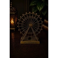 Tan Organik Markalı London Eye Temalı Dekoratif Metal Dönme Dolap – Vintage Masaüstü Biblo & Koleksiyonluk Dekor 22CM